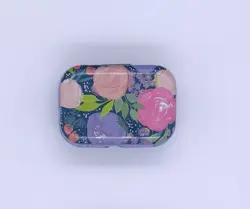 Plechová krabička Květiny indigo